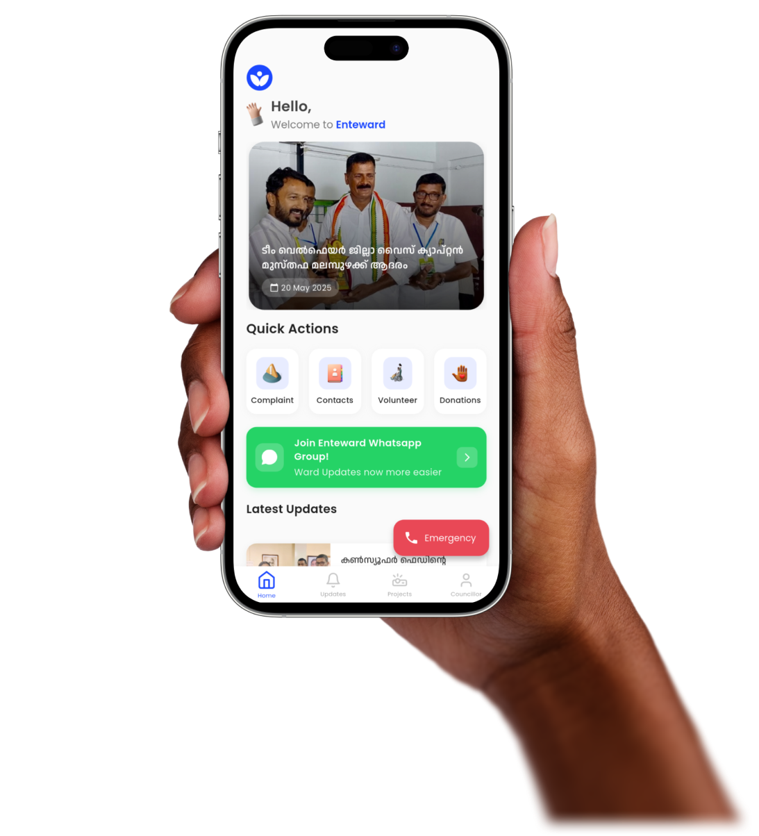 iphone mockup with ente ward app